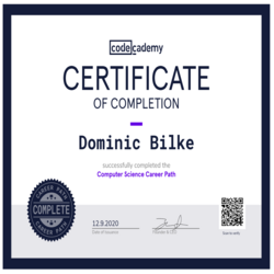 Certificate CodeCademy